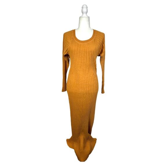 Free People Beach Walk About Ribbed Maxi Dress Size Small Cotton Mustard Yellow - Picture 5 of 10